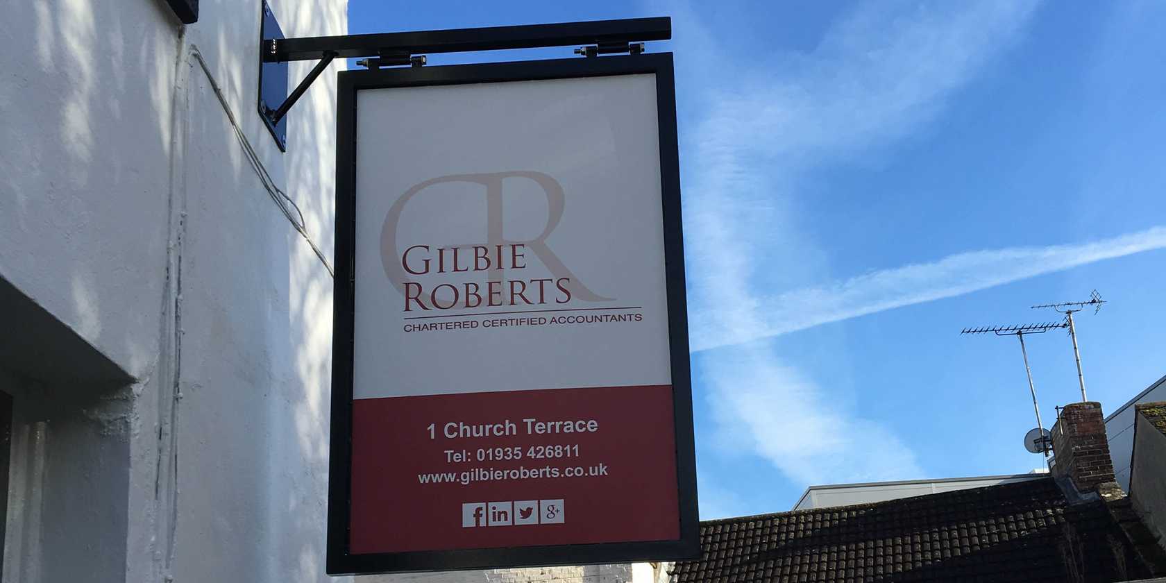 Hanging Swing Sign for Gilbie Roberts
