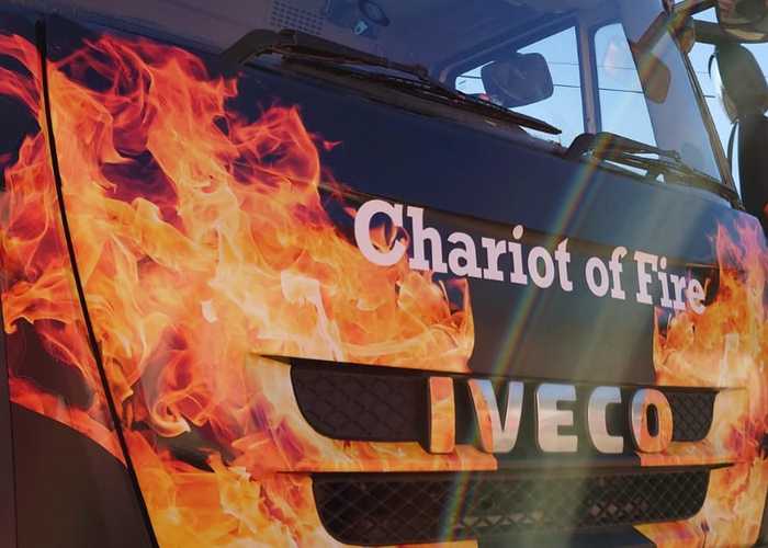 Flame Vehicle Graphics for Chariot of Fire Pizza