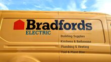 Bradfords Branding On New Ford E-Transit Van - Close-Up Of Side Panel