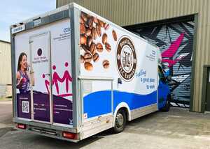 Completed Catering Van Wrap installation for Royal Devon University Healthcare - Rear View