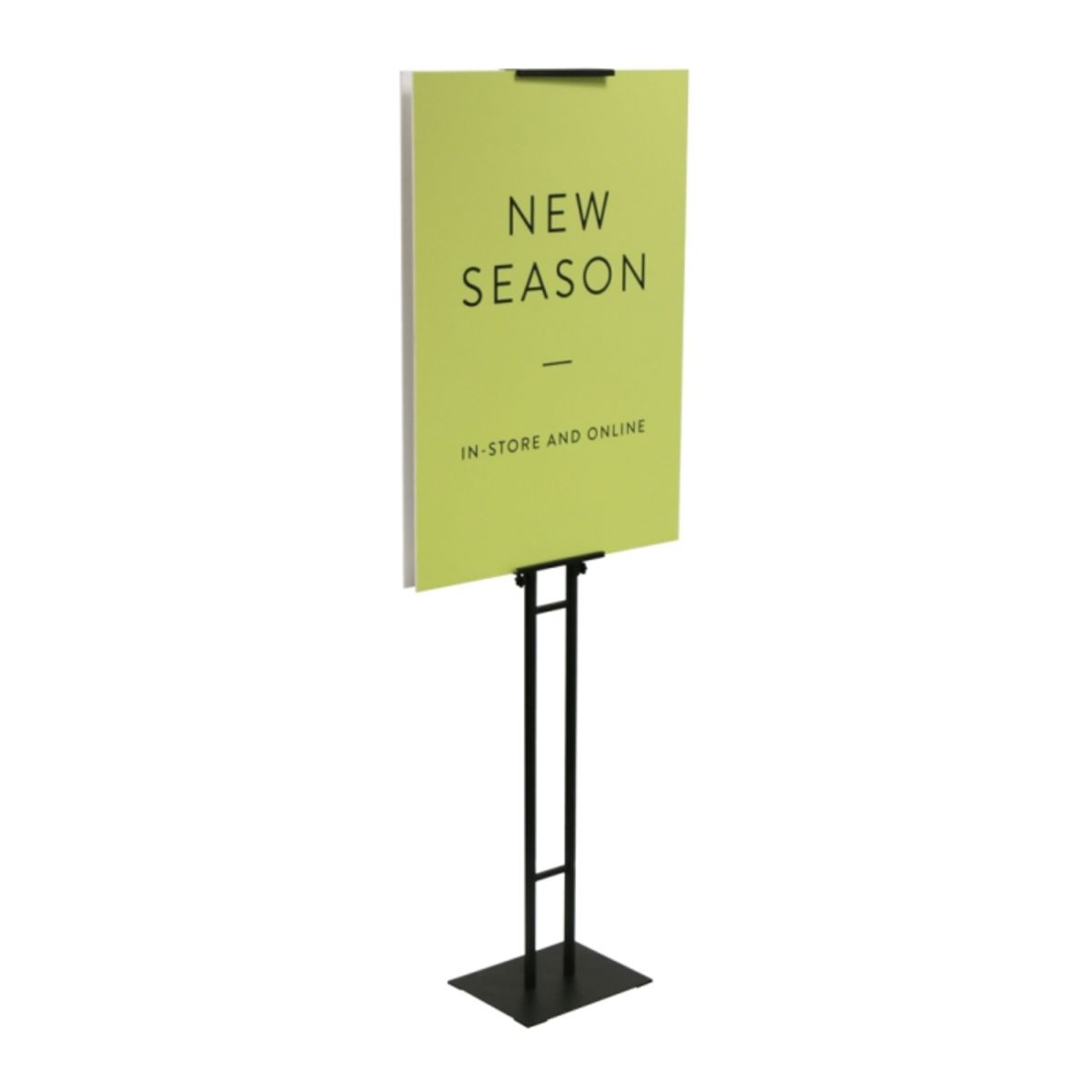Poster display stand available with custom printed Foamex boards.png