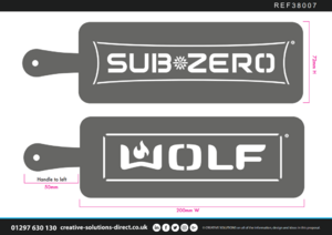 Digital Artwork Proof Sheet for Sub-Zero Wolf Large Paddle Style Bread Dusting Stencil
