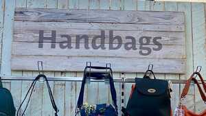 Printed Reclaimed Wood POS & Wayfinding Display for Otter Garden Centre Clothing Store - Handbags