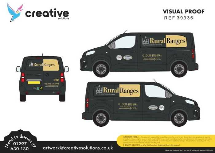 Rural Ranges Vauxhall Vivaro Van Branding Graphics Artwork Proofing Sheet