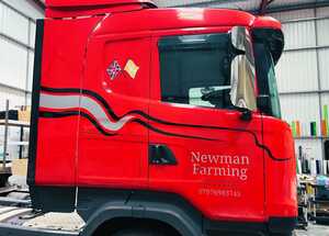 Vehicle Graphics for Newman Farming SCANIA Truck Cab - Drivers Side View