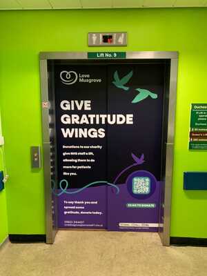 Custom Printed Lift Wrap Installation for Love Musgrove at Musgrove Park Hospital