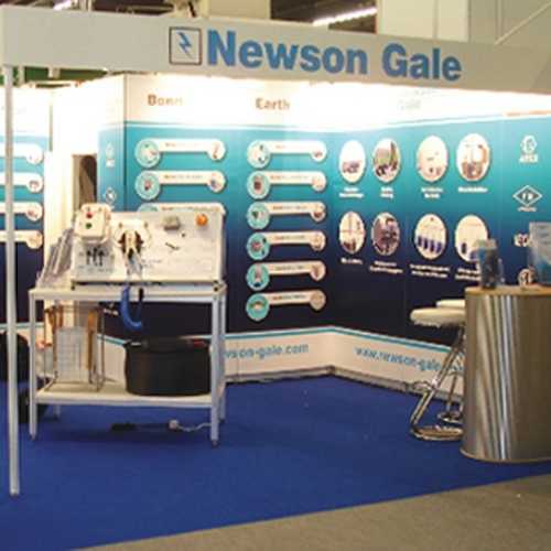 A variety of exhibition panels creating a Shell Sheme at an event