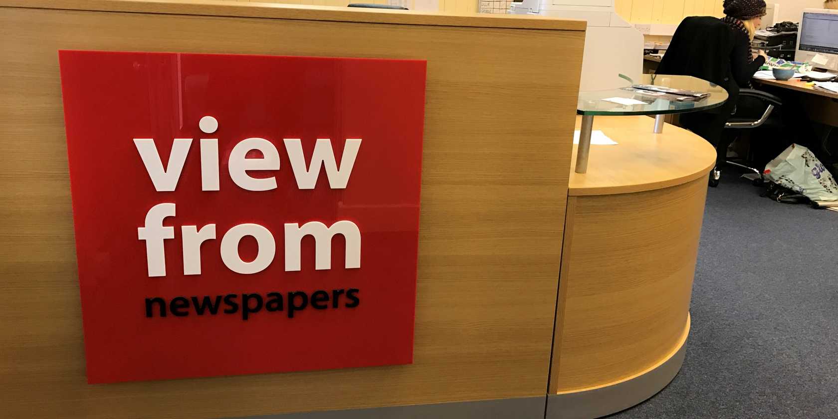 Stand Off Lettering Reception Sign View From Newspapers