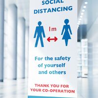 Social Distancing Pull-Up Roller Banner Stand