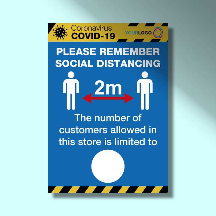 Covid19 Poster Sign Social Distancing Floor Standing Sign Water Filled Base