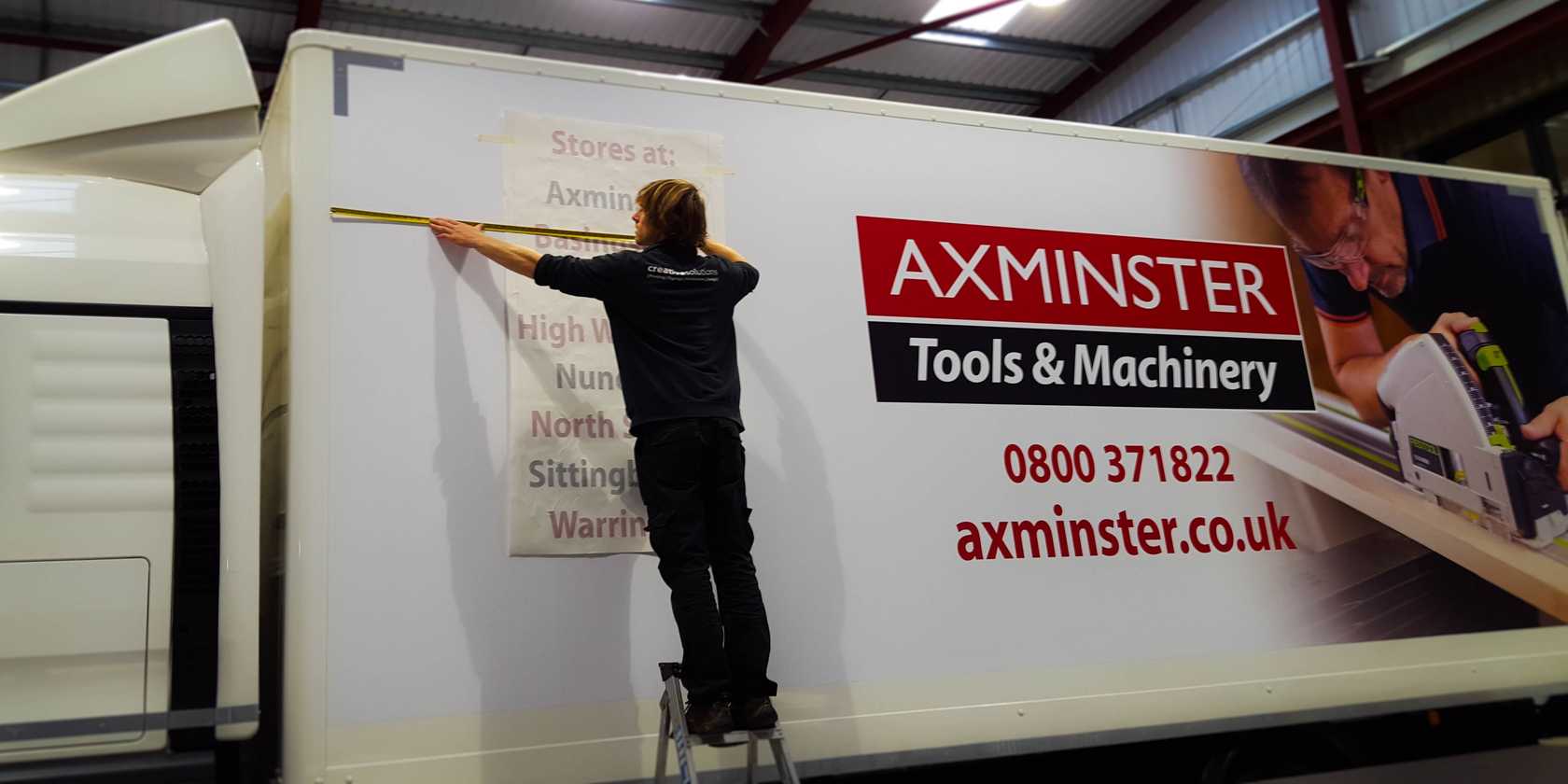 Lorry Graphics being applied by Creative Solutions for Axminster Tools