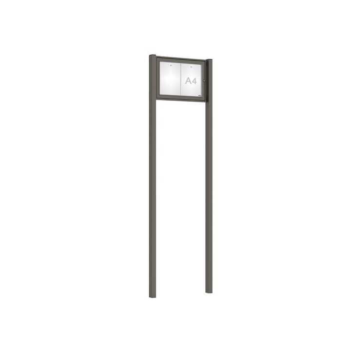 2 x A4 Concrete Root Fixing (Sunken) Procity Grey Without - Tradition Magnetic External Notice Board With Post Kit