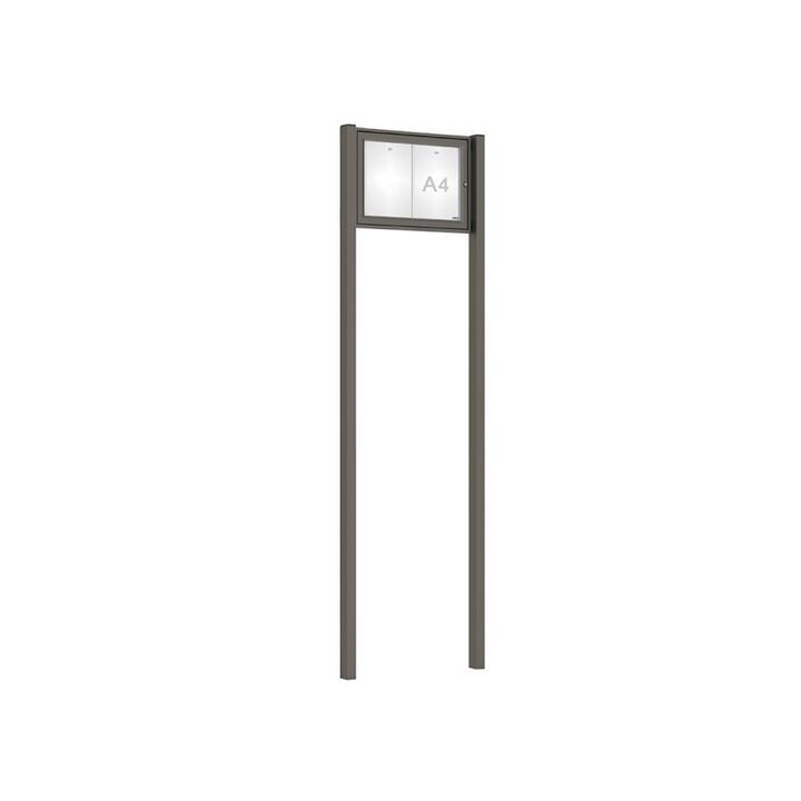 2 x A4 Concrete Root Fixing (Sunken) Procity Grey Without - Tradition Magnetic External Notice Board With Post Kit