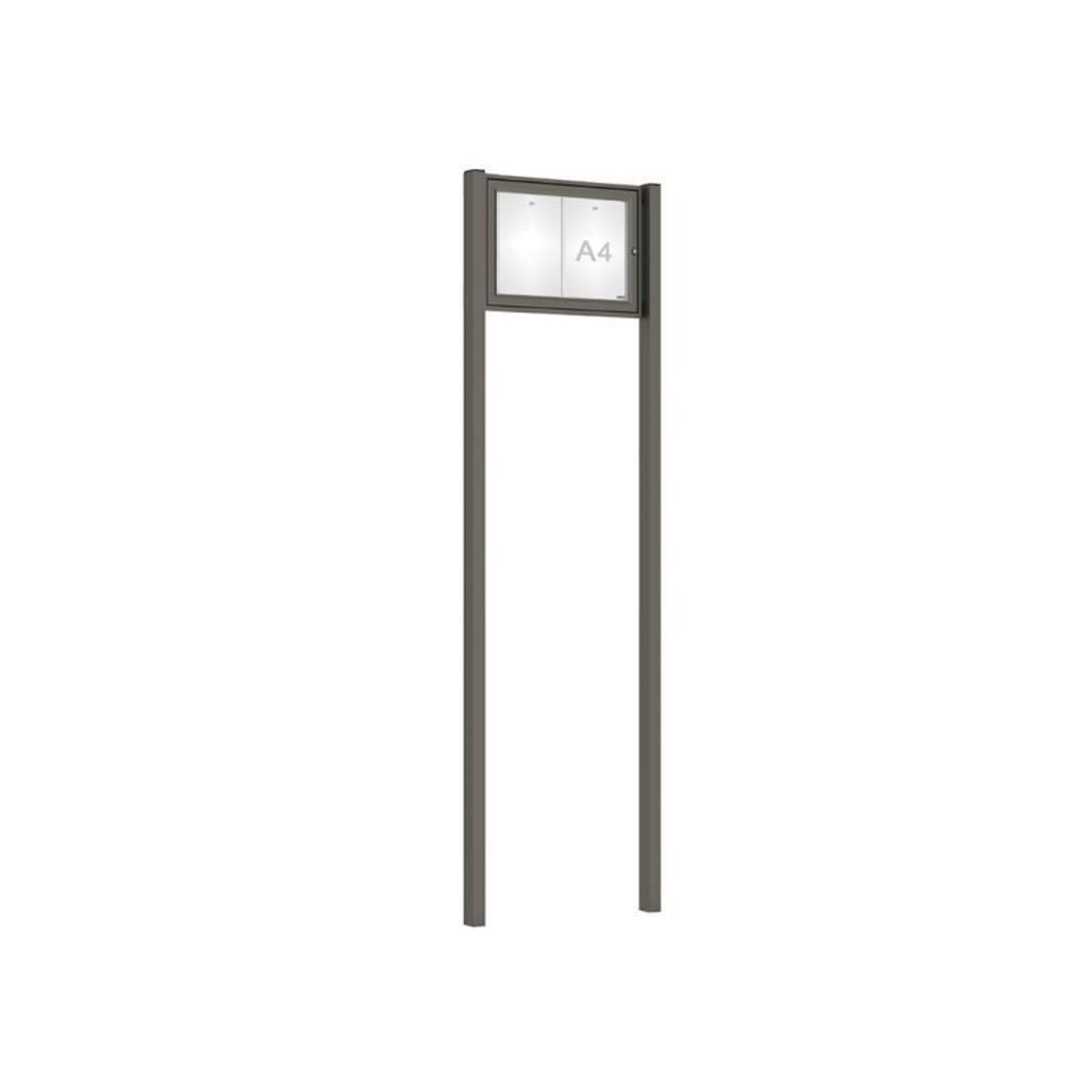 2 x A4 Concrete Root Fixing (Sunken) Procity Grey Without - Tradition Magnetic External Notice Board With Post Kit