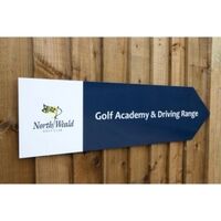 Directional Arrow Aluminium Sign for Gold Academy & Driving Range