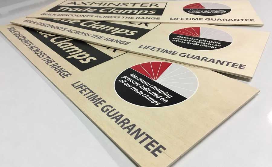 Point of Sale signs being created for Axminster Tools