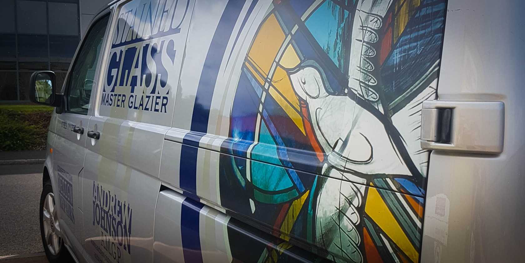 Van Signwriting Andrew Johnson Stained Glass