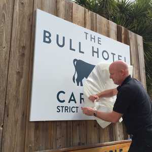 Aluminium Tray Sign The Bull Hotel Installation
