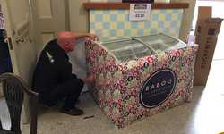 Vinyl Wrapping a freezer for Baboo Gelato