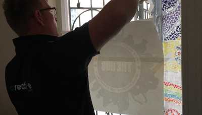 Window Vinyl at The Hub, Lyme Regis