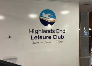 Acrylic for Highlands End Leisure Club with the text "Swim - Sauna - Steam."