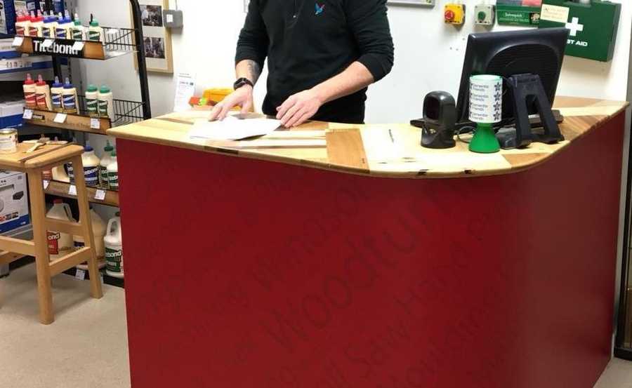 Wooden counter top at Axminster Tools