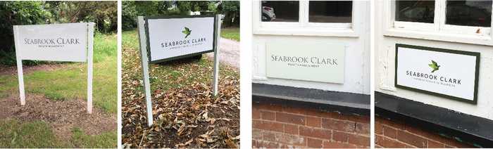 Before and After Signage with Vinyl Overlay Before and After Seabrook Clark External Signage