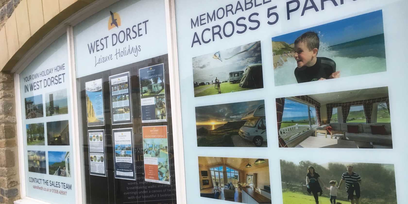 Window Graphics for West Dorset Leisure Holidays