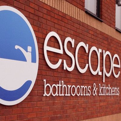 Escape Bathrooms &amp; Kitchens Stand off Lettering Sign
