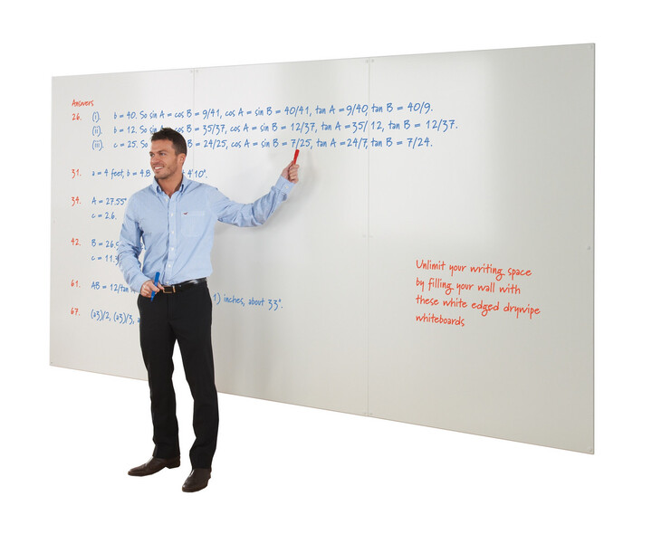 WriteOn® Non-Magnetic Frameless Whiteboard Wall
