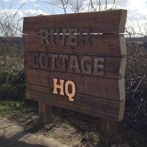 River Cottage Wooden Sleeper Sign with Metal Lettering