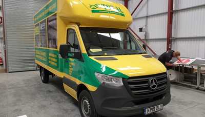 Rooster Bus Graphics installed at Creative Solutions