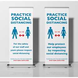 Social Distancing Pull-Up Roller Banner Stand