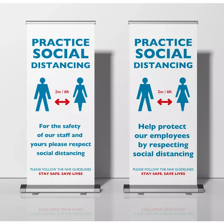 Co-vid shop Display 2m safety Social Distancing protect the NHS 6ft x 2ft Banner 