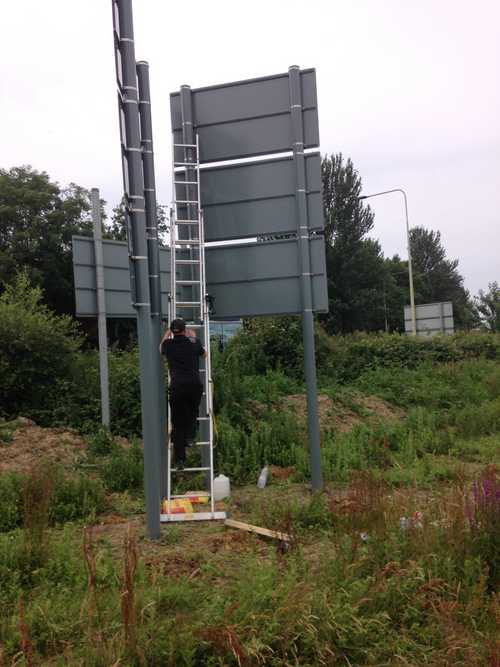 Post mounted sign installation