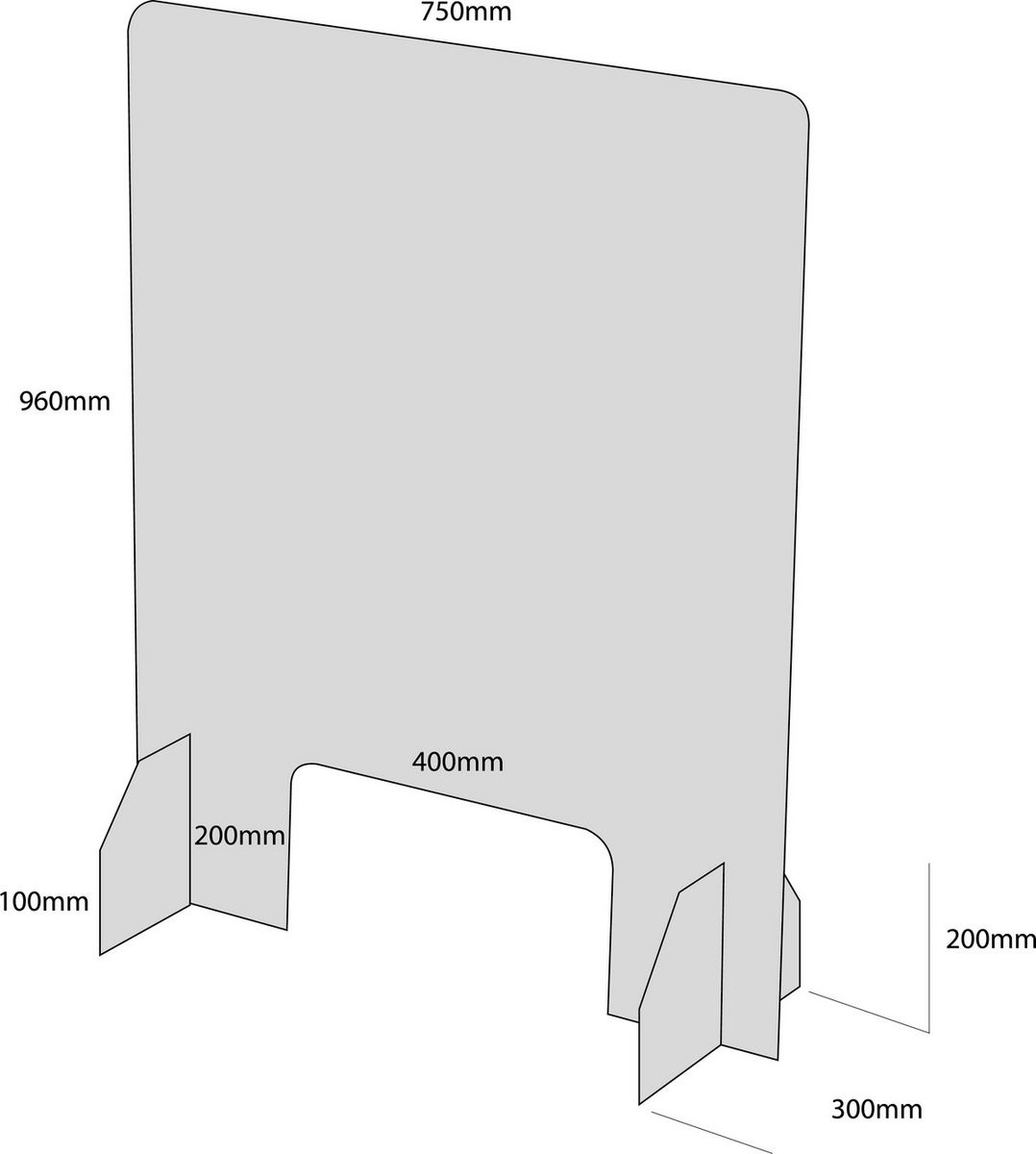 Sneeze Guard Protective Acrylic Screen Dimensions