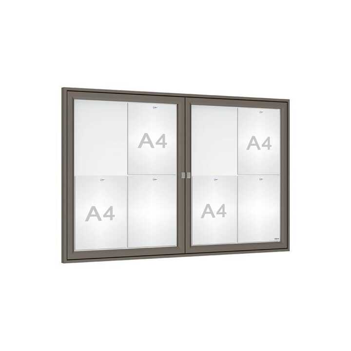 8 x A4 - Procity Grey - Without - Tradition Double Door Magnetic External Notice Board