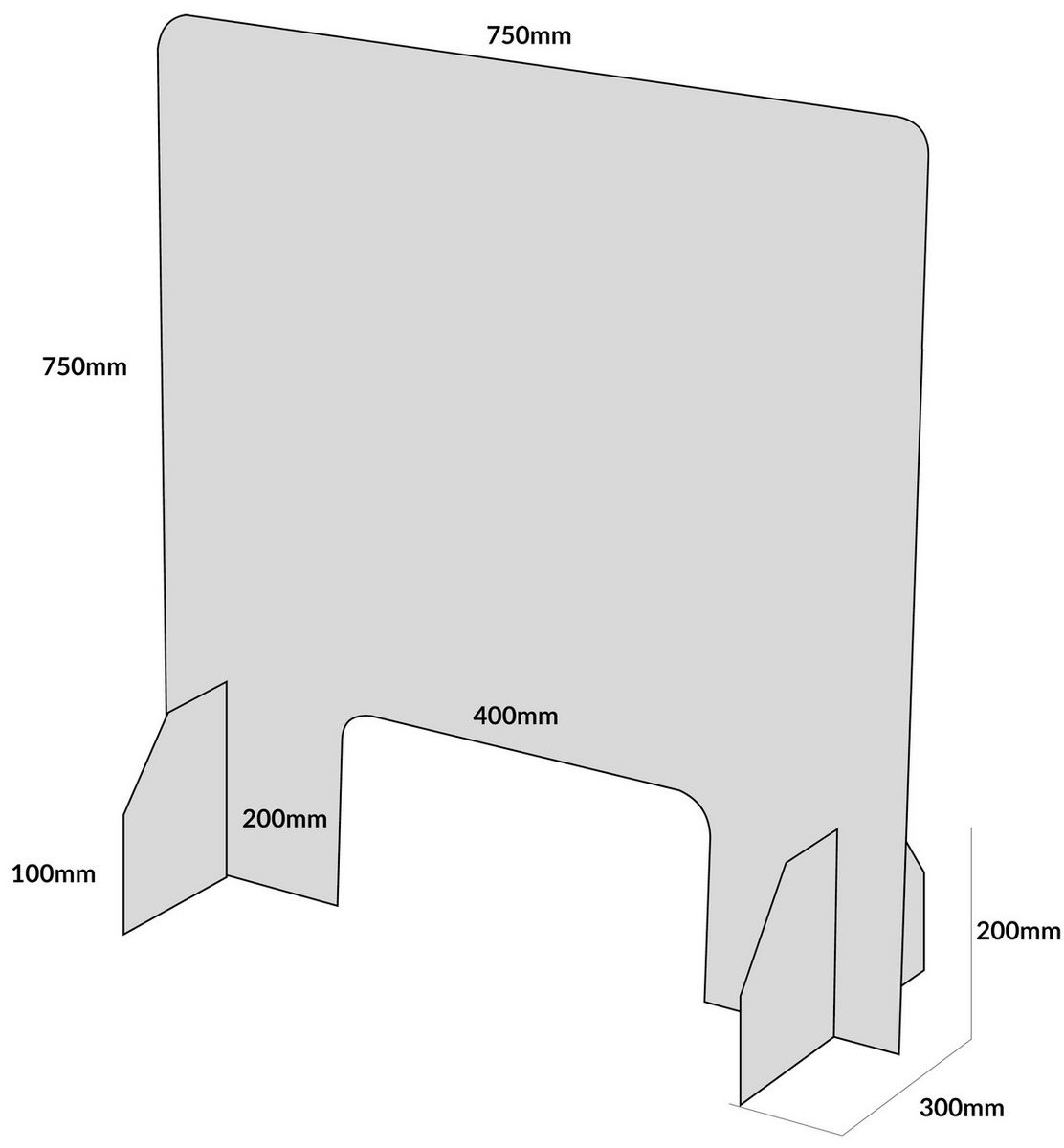 Sneeze Guard Protective Acrylic Screen Dimensions