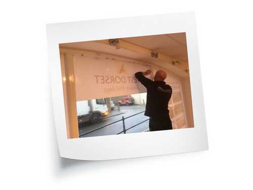 Window Graphics Installation for West Dorset Leisure Holidays Window Graphics Installation for West Dorset Leisure Holidays