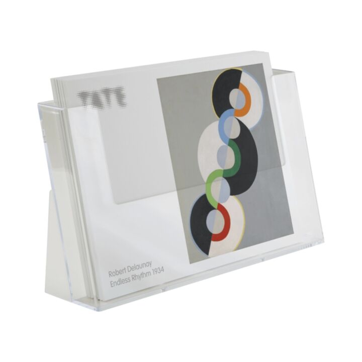 A4 landscape leaflet holder for counter standing or wall mounting.png
