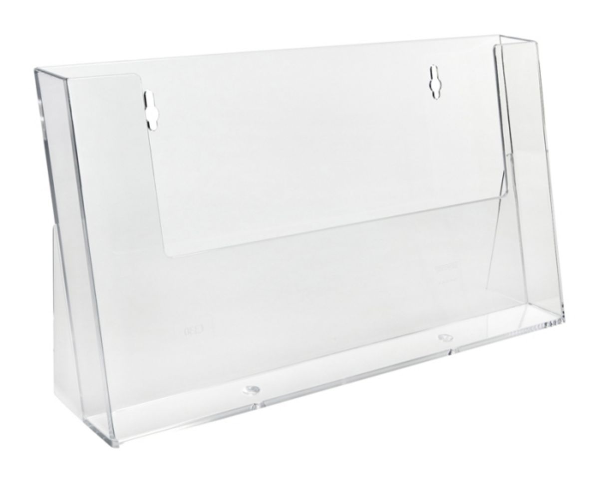 A4 leaflet dispenser landscape made from clear styrene.jpg