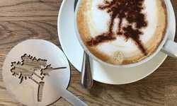 Bespoke coffee stencil for Symondsbury Estate Bespoke coffee stencil for Symondsbury Estate