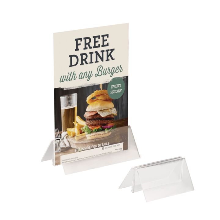 Acrylic Menu Card Holder Base displaying promotional material.png