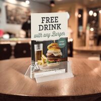 Acrylic Menu Card Holder Base on a pub table.png