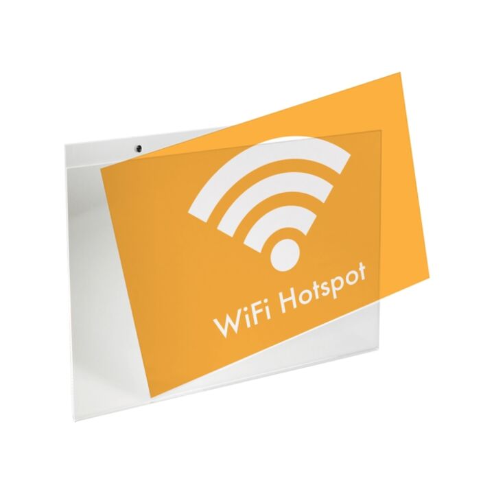 Acrylic wall sign holder in landscape with fixing holes.png