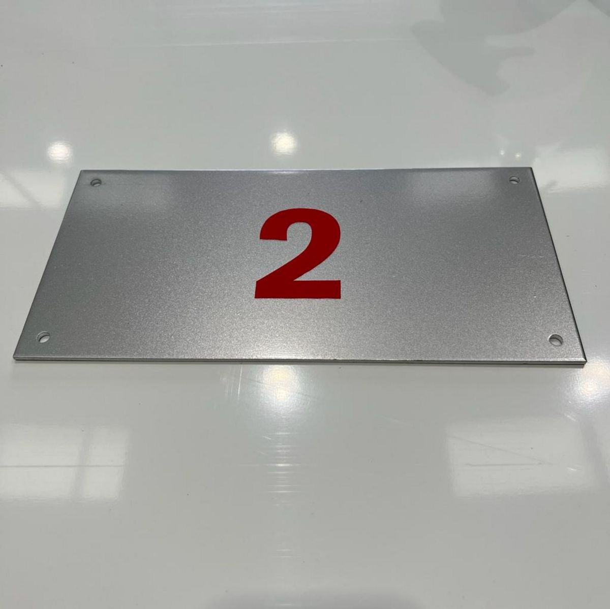 Aluminium Wall Sign - Red number in vinyl applied to face.jpg