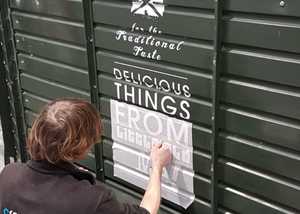 Applying Graphics to converted catering horse box