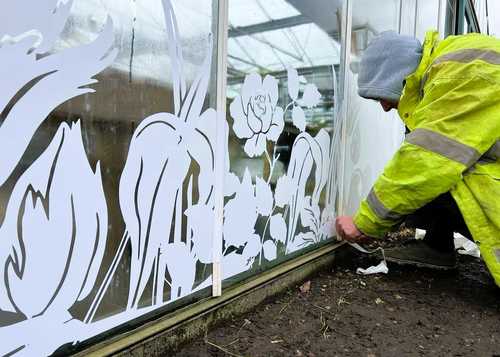 Floral Window Graphics For Large Plant Nursery Artwork Mockup