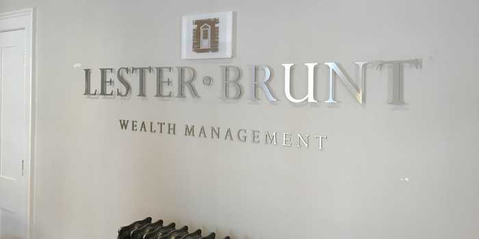 Internal Signage Raised Lettering for Lester Brunt Wealth Management
