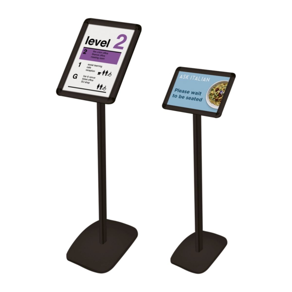 Black freestanding snap frame stand.png